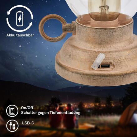 BRILONER Kanea stolní lampa - 1,5W, 40lm, bezdrátová, LED, stmívatelné, teplá bílá, béžová 7575011