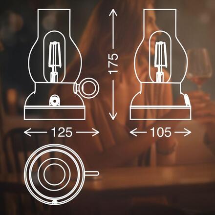 BRILONER Kanea stolní lampa - 1,5W, 40lm, bezdrátová, LED, stmívatelné, teplá bílá, bronzová 7575013