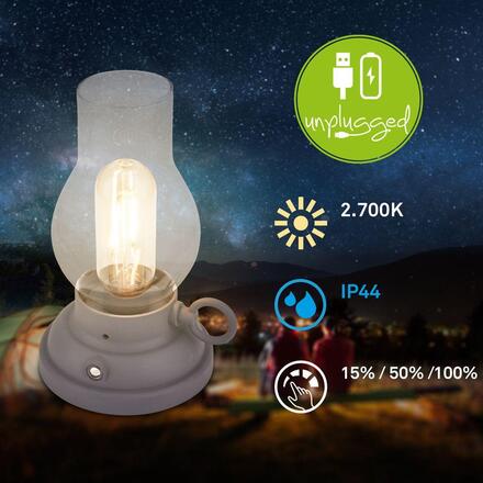 BRILONER Kanea stolní lampa - 1,5W, 40lm, bezdrátová, LED, stmívatelné, teplá bílá, antracit 7575015