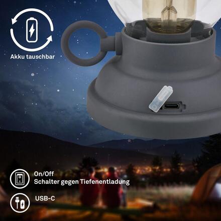 BRILONER Kanea stolní lampa - 1,5W, 40lm, bezdrátová, LED, stmívatelné, teplá bílá, antracit 7575015