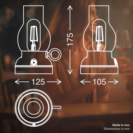 BRILONER Kanea stolní lampa - 1,5W, 40lm, bezdrátová, LED, stmívatelné, teplá bílá, antracit 7575015