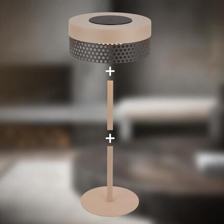 BRILONER Booha stolní lampa - 2,5W, 300lm, bezdrátová, IP44, LED, stmívatelná, teplá bílá, béžová/antracit 7576011