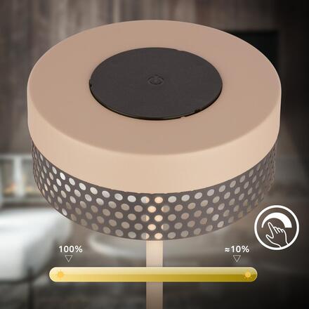 BRILONER Booha stolní lampa - 2,5W, 300lm, bezdrátová, IP44, LED, stmívatelná, teplá bílá, béžová/antracit 7576011
