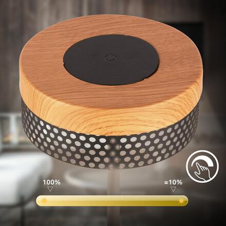 BRILONER Booha stolní lampa - 2,5W, 300lm, bezdrátová, IP44, LED, stmívatelná, teplá bílá, černá/dřevo 7576014