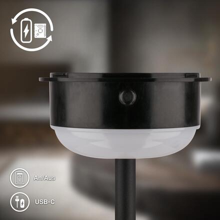 BRILONER Booha stolní lampa - 2,5W, 300lm, bezdrátová, IP44, LED, stmívatelná, teplá bílá, černá/zlatá 7576015