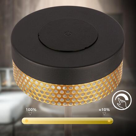 BRILONER Booha stolní lampa - 2,5W, 300lm, bezdrátová, IP44, LED, stmívatelná, teplá bílá, černá/zlatá 7576015