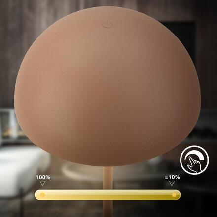 BRILONER Kugle stolní lampička - 3W, 250lm, bezdrátová, LED, stmívatelné, dotykový vypínač, teplá bílá, kávová 7578014