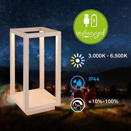 BRILONER Laer stolní lampa - 1,8W, 50lm, bezdrátová, LED, stmívatelné, dotykový vypínač, CCT, béžová 7579011