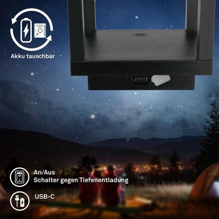 BRILONER Laer stolní lampa - 1,8W, 50lm, bezdrátová, LED, stmívatelné, dotykový vypínač, CCT, černá 7579015