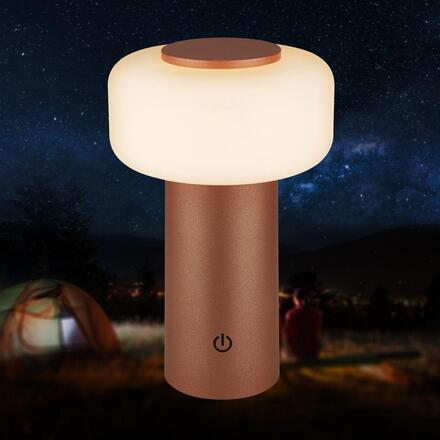 BRILONER Juna stolní lampa - 1,8W, 210lm, nabíjecí, LED, stmívatelné, dotykový vypínač, teplá bílá, kávová 7580014