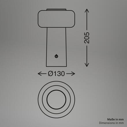 BRILONER Juna stolní lampa - 1,8W, 210lm, nabíjecí, LED, stmívatelné, dotykový vypínač, teplá bílá, kávová 7580014