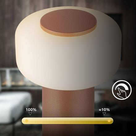 BRILONER Juna stolní lampa - 1,8W, 210lm, nabíjecí, LED, stmívatelné, dotykový vypínač, teplá bílá, kávová 7580014