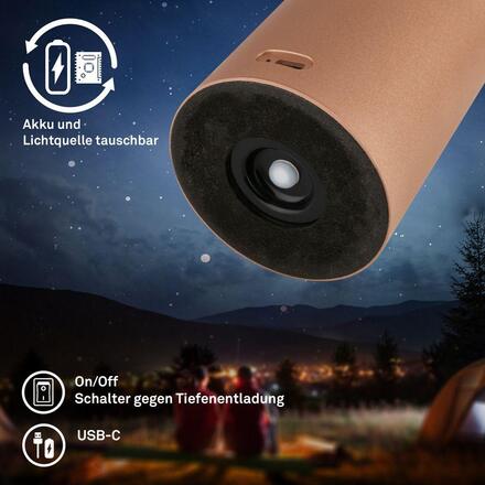 BRILONER Juna stolní lampa - 1,8W, 210lm, nabíjecí, LED, stmívatelné, dotykový vypínač, teplá bílá, kávová 7580014