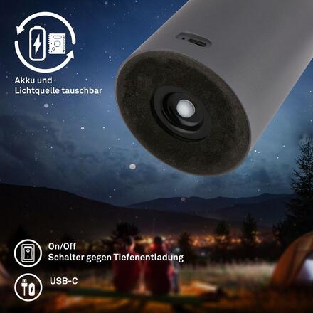 BRILONER Juna stolní lampa - 1,8W, 210lm, nabíjecí, LED, stmívatelné, dotykový vypínač, teplá bílá, antracit 7580015