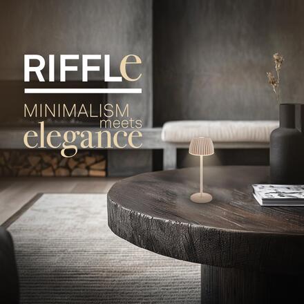 BRILONER Riffle Nano stolní lampička - 1,5W, 130lm, nabíjecí, LED, stmívatelné, dotykový vypínač, German design Award Winner 2025, béžová 7581011