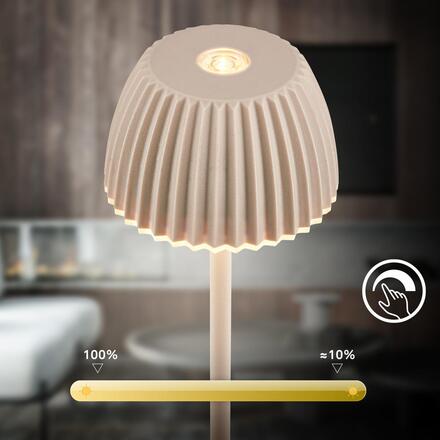 BRILONER Riffle Nano stolní lampička - 1,5W, 130lm, nabíjecí, LED, stmívatelné, dotykový vypínač, German design Award Winner 2025, béžová 7581011