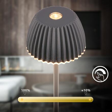 BRILONER Riffle Nano stolní lampička - 1,5W, 130lm, nabíjecí, LED, stmívatelné, dotykový vypínač, German design Award Winner 2025, antracit 7581015