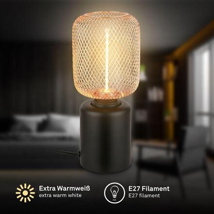 BRILONER Rist stolní lampička - s vypínačem, drátěné pletivo, E27 patice, zlatá 7583013