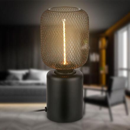 BRILONER Rist stolní lampička - s vypínačem, drátěné pletivo, E27 patice, černá 7583015