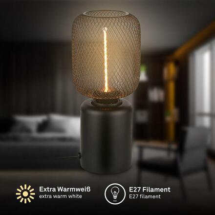 BRILONER Rist stolní lampička - s vypínačem, drátěné pletivo, E27 patice, černá 7583015