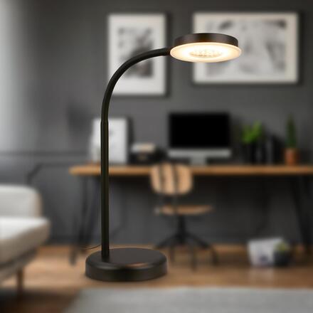 BRILONER Megg lampička na psací stůl – 12W, 800lm, LED, stmívatelné, dotykový vypínač, teplá bílá, černá 7585015