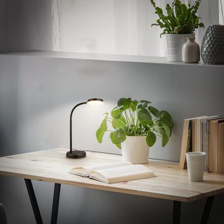 BRILONER Megg lampička na psací stůl – 12W, 800lm, LED, stmívatelné, dotykový vypínač, teplá bílá, černá 7585015
