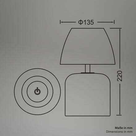 BRILONER Cera stolní lampa - 2,5W, 200lm, bezdrátová, IP44, LED, stmívatelná, teplá bílá, béžová 7593011