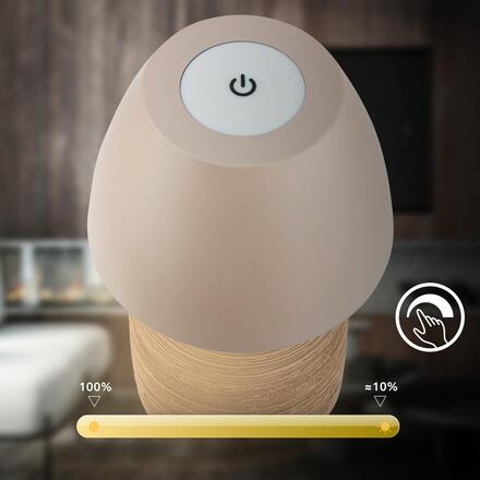 BRILONER Cera stolní lampa - 2,5W, 200lm, bezdrátová, IP44, LED, stmívatelná, teplá bílá, béžová 7593011