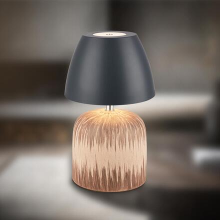 BRILONER Cera stolní lampa - 2,5W, 200lm, bezdrátová, IP44, LED, stmívatelná, teplá bílá, antracit/dřevo 7593014
