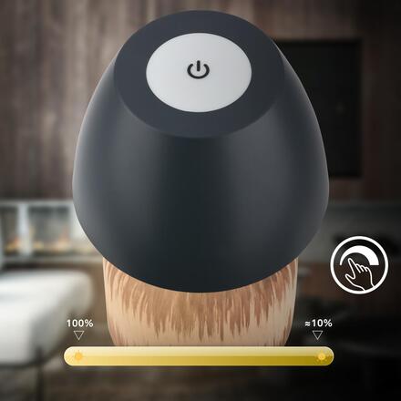 BRILONER Cera stolní lampa - 2,5W, 200lm, bezdrátová, IP44, LED, stmívatelná, teplá bílá, antracit/dřevo 7593014