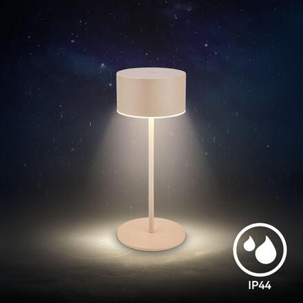 BRILONER Kira stolní lampička - 3W, 200lm, bezdrátová, LED, dotykový vypínač, stmívatelné, béžová 7629011