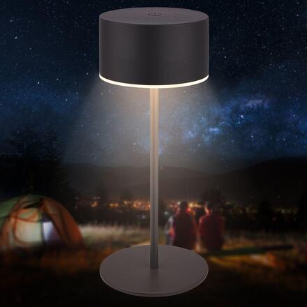 BRILONER Kira stolní lampička - 3W, 200lm, bezdrátová, LED, dotykový vypínač, stmívatelné, antracit 7629015