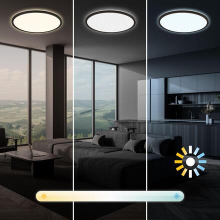 BRILONER Slim svítidlo LED panel pr.37,5 cm - 22W, 3000lm, dálkový ovladač, stmívatelné, černá 7655015