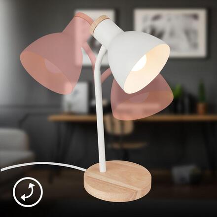 BRILONER Prep stolní lampička - s vypínačem, E14 patice, max. 10W, bílá / dřevo 7659016