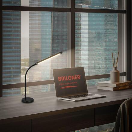 BRILONER Mura stolní lampička - 6W, 600lm, LED, stmívatelné, dotykový vypínač, nastavitelné, černá 7660015