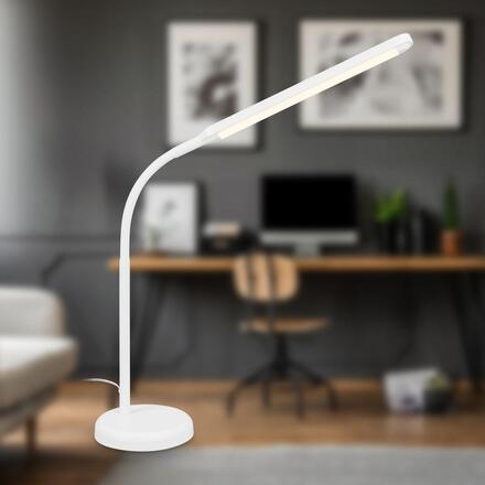 BRILONER Mura stolní lampička - 6W, 600lm, LED, stmívatelné, dotykový vypínač, nastavitelné, bílá 7660016