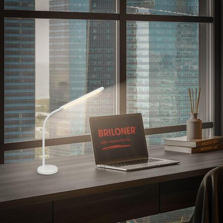 BRILONER Mura stolní lampička - 6W, 600lm, LED, stmívatelné, dotykový vypínač, nastavitelné, bílá 7660016