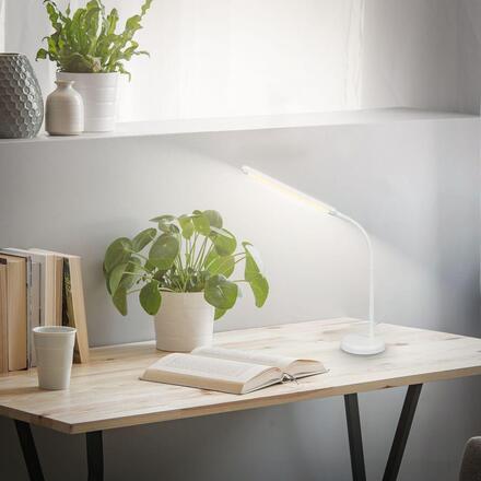BRILONER Mura stolní lampička - 6W, 600lm, LED, stmívatelné, dotykový vypínač, nastavitelné, bílá 7660016