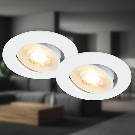 BRILONER Besi vestavný bodové svítidlo 68mm 2ks sada - 230V, 4,8W, 420lm, LED, teplá bílá, bílé 7662026