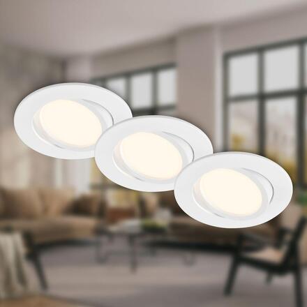 BRILONER Piwo vestavná svítidla 68mm 3ks sada - 230V, 4,7W, 400lm, nastavitelné, teplá bílá, bílá 7663036