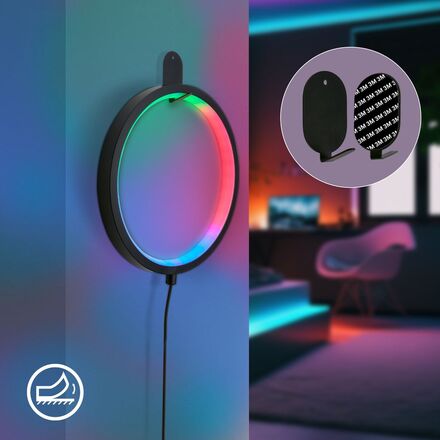 BRILONER Ring stolní lampička - 3W, LED, stmívatelné, dálkový ovladač, RGBIC, černá 7666015