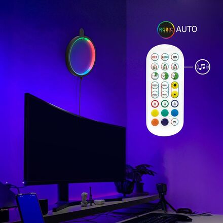 BRILONER Ring stolní lampička - 3W, LED, stmívatelné, dálkový ovladač, RGBIC, černá 7666015
