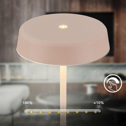 BRILONER Pala stolní lampička - 2W, 200lm, bezdrátová, LED, dotykový vypínač, stmívatelné, béžová 7668011