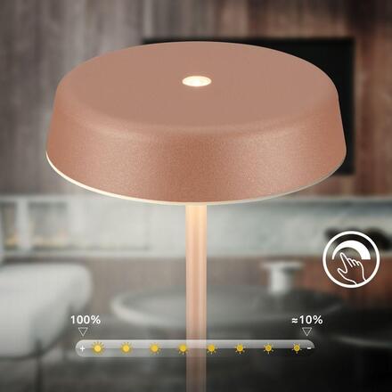 BRILONER Pala stolní lampička - 2W, 200lm, bezdrátová, LED, dotykový vypínač, stmívatelné, kávová 7668014