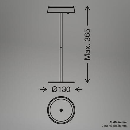 BRILONER Pala stolní lampička - 2W, 200lm, bezdrátová, LED, dotykový vypínač, stmívatelné, antracit 7668015