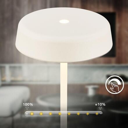 BRILONER Pala stolní lampička - 2W, 200lm, bezdrátová, LED, dotykový vypínač, stmívatelné, bílá 7668016
