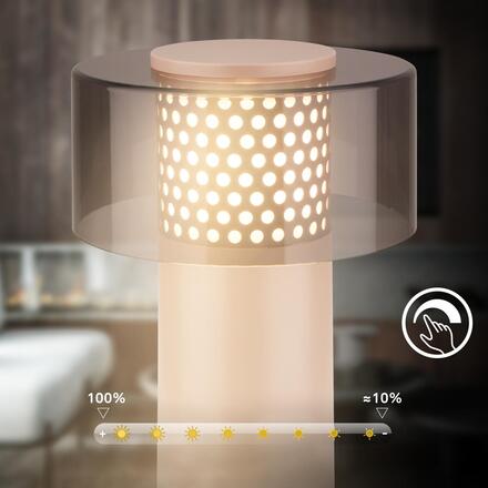 BRILONER Gila stolní lampa - 2,6W, 200lm, bezdrátová, LED, IP44, dotykový vypínač, stmívatelná, antracit/béžová 7669011