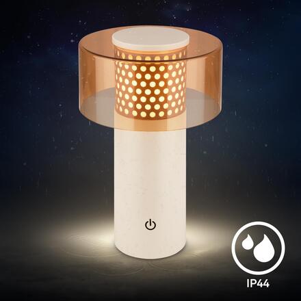 BRILONER Gila stolní lampa - 2,6W, 200lm, bezdrátová, LED, IP44, dotykový vypínač, stmívatelná, kávová/světlešedá 7669014