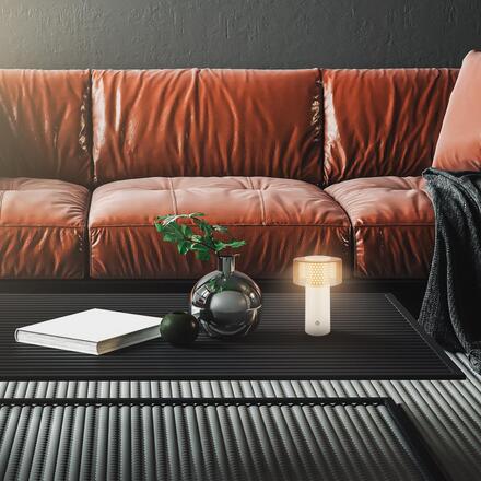 BRILONER Gila stolní lampa - 2,6W, 200lm, bezdrátová, LED, IP44, dotykový vypínač, stmívatelná, kávová/světlešedá 7669014