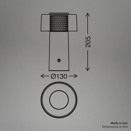 BRILONER Gila stolní lampa - 2,6W, 200lm, bezdrátová, LED, IP44, dotykový vypínač, stmívatelná, kávová/světlešedá 7669014